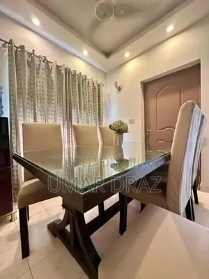 Black Wood Dining Table with Glass Top and 6 Chairs