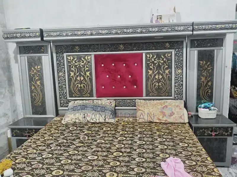 Double Spring Mattress Bed with Two Side Tables