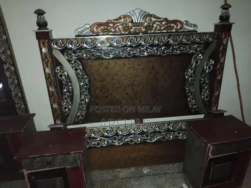 Complete Bedroom Set: Double Bed with Mattress, Side Tables, and Dress