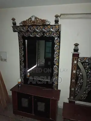 Complete Bedroom Set: Double Bed with Mattress, Side Tables, and Dress