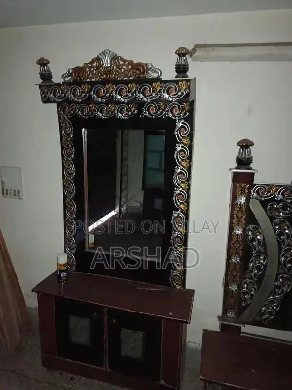 Complete Bedroom Set: Double Bed with Mattress, Side Tables, and Dress