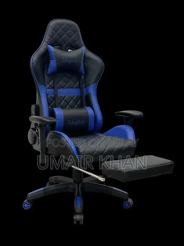 Ergonomic Gaming Chair with Reclining Backrest & Support Pillows