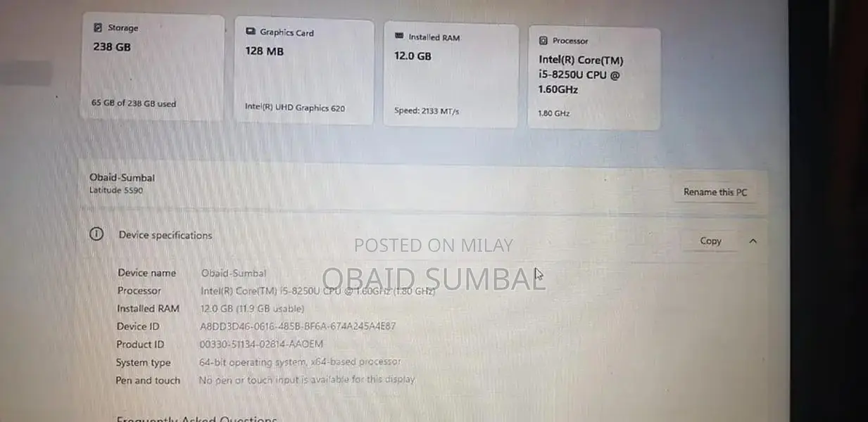 Dell Latitude 5580 Laptop - Core i5, 12GB RAM, 256GB SSD