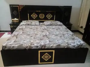 Complete Bedroom Furniture Set with Double Bed, Mattress, Cupboard, an