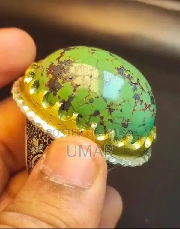 Handcrafted Irani Feroza Stone Ring with Premium Artisan Design