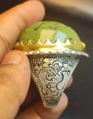 Handcrafted Irani Feroza Stone Ring with Premium Artisan Design