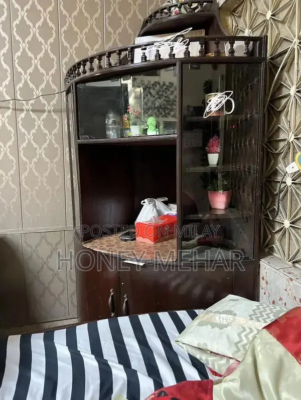 Wooden Corner Almari Storage Cabinet for Home Furniture