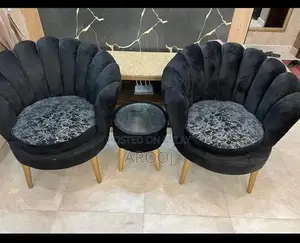 Photo - Black Velvet 2-Piece Sofa Set - Contemporary Living Room Furniture