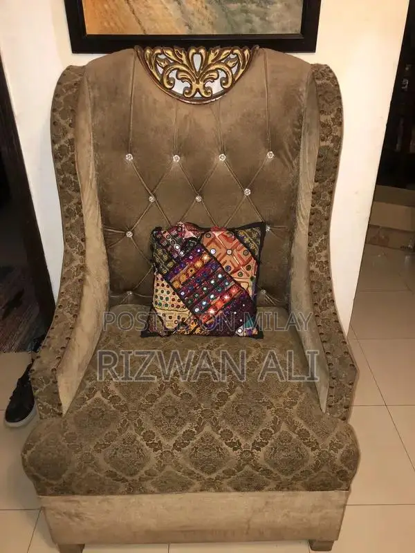 Large Brown Wooden 7-Seater Sofa in Jaman Wood