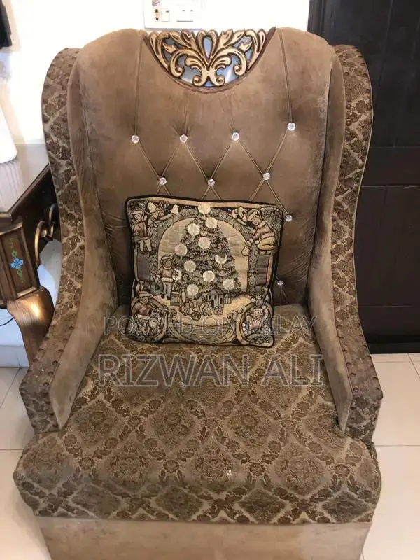 Large Brown Wooden 7-Seater Sofa in Jaman Wood