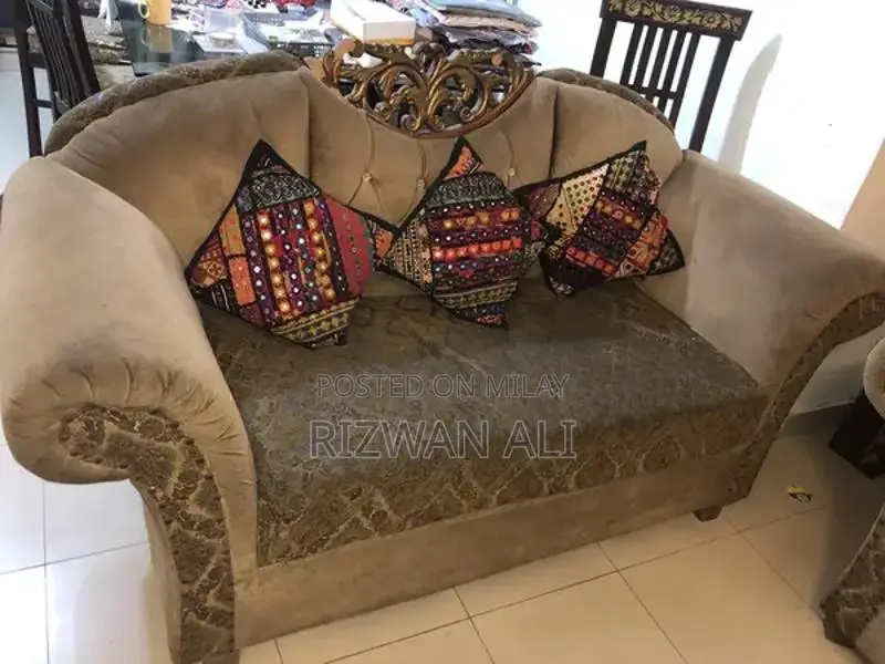 Large Brown Wooden 7-Seater Sofa in Jaman Wood