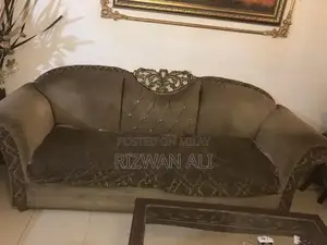 Large Brown Wooden 7-Seater Sofa in Jaman Wood