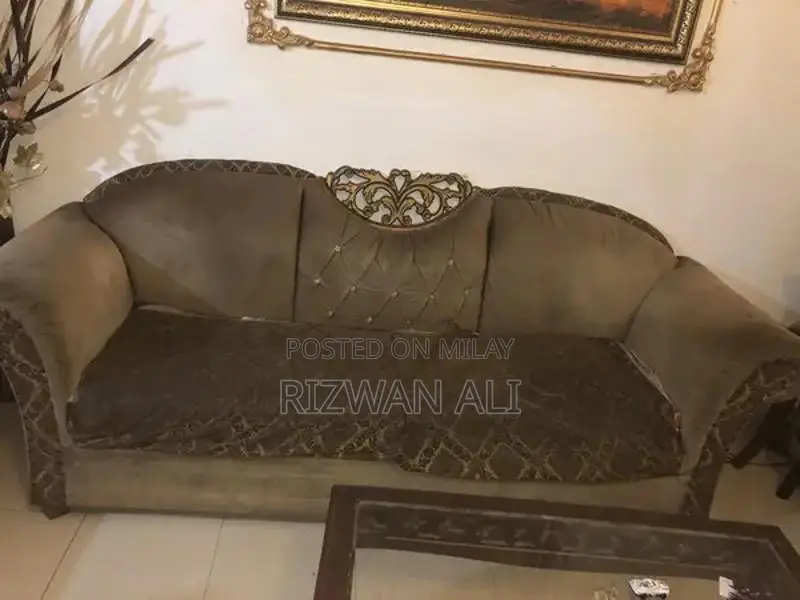 Large Brown Wooden 7-Seater Sofa in Jaman Wood
