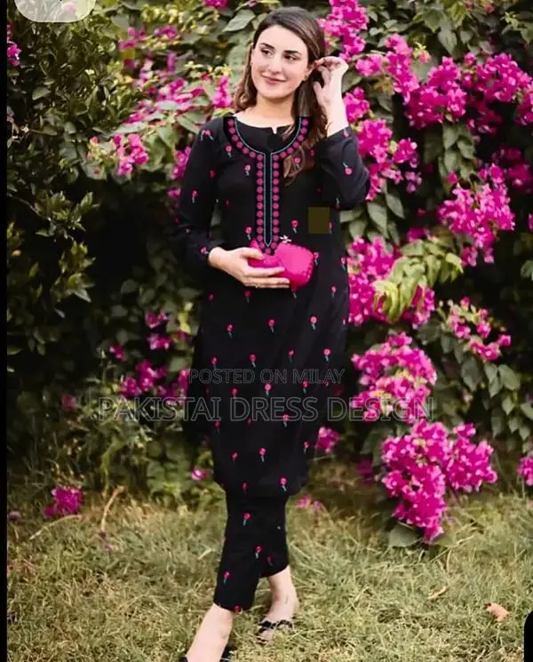 Women's 2-Piece Casual Cotton Embroidered Unstitched Summer Dress