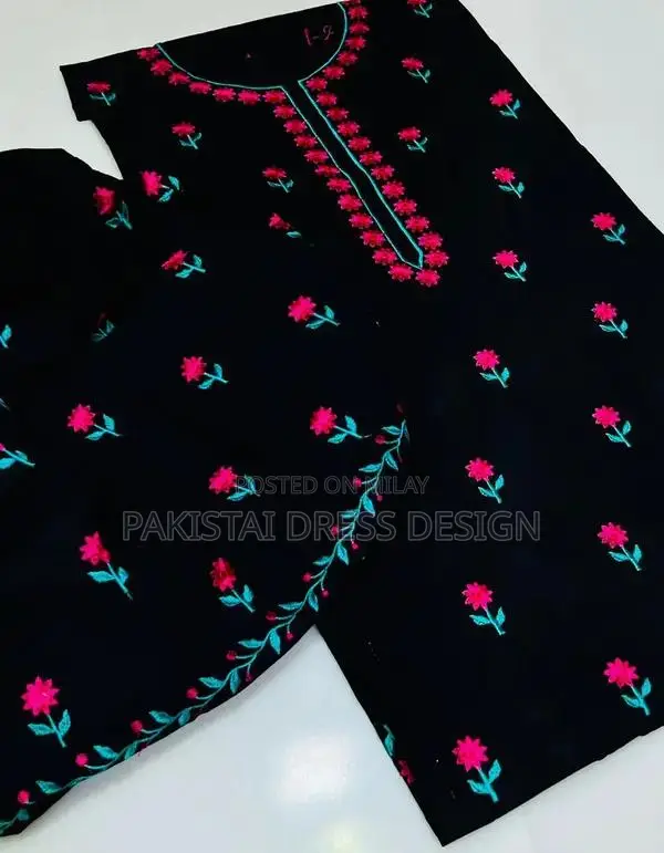 Women's 2-Piece Casual Cotton Embroidered Unstitched Summer Dress