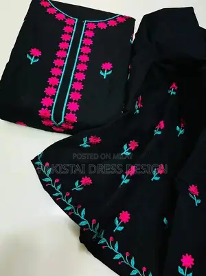 Women's 2-Piece Casual Cotton Embroidered Unstitched Summer Dress