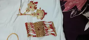 Red and Golden Bridal Jewelry Set - Vintage Elegant Wedding Accessory