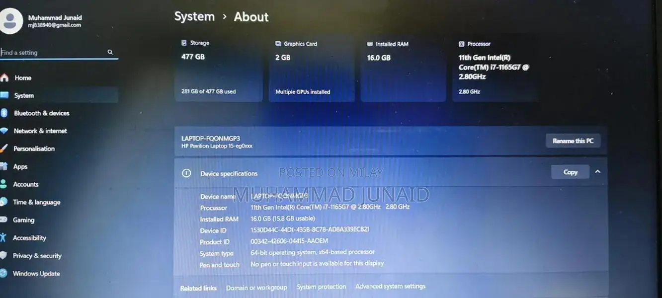 High-Performance Laptop - Core i7 11th Gen, 16GB RAM, 500GB NVMe