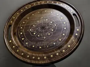 Photo - Vintage Wooden Decorative Plate or Serving Tray