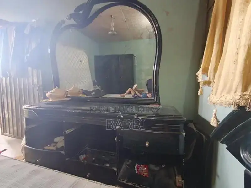 King Size Wooden Bed with Storage Cupboard and Showcase