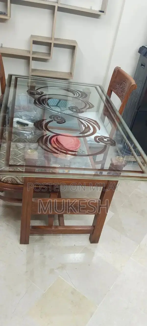 Solid Wood Dining Table with 6 Matching Chairs