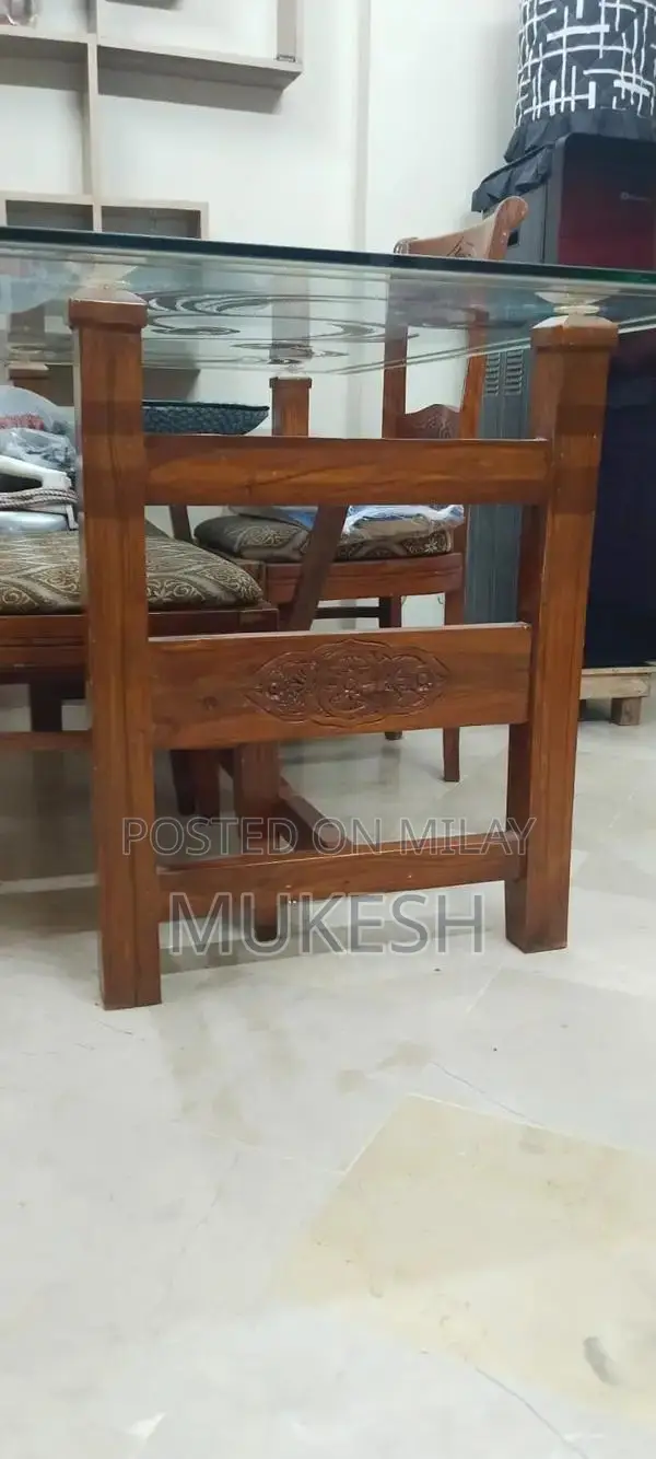 Solid Wood Dining Table with 6 Matching Chairs