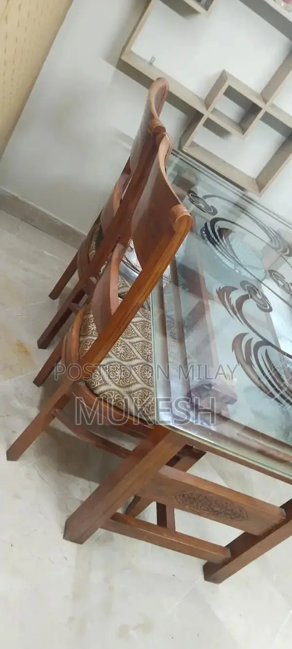 Solid Wood Dining Table with 6 Matching Chairs