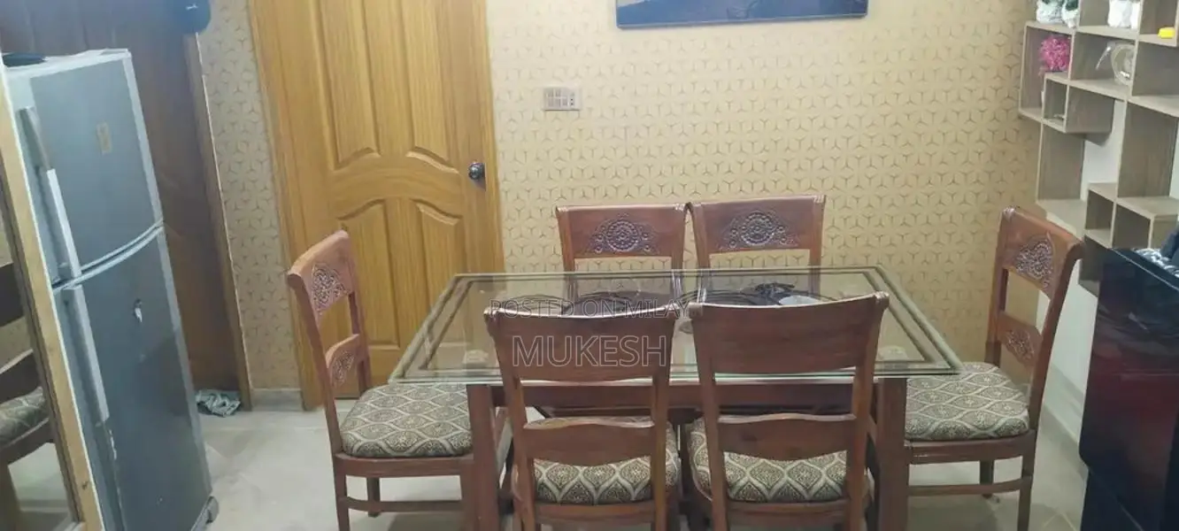 Solid Wood Dining Table with 6 Matching Chairs