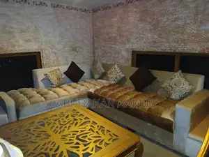 Comfortable L-Shaped Living Room Sofa Set in Malai Fabric