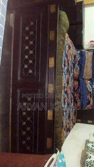 Bedroom Furniture Set - Bed with Side Table and Wardrobe Partition