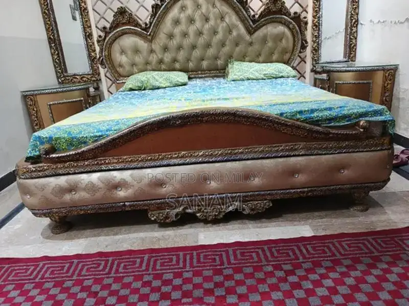 Wooden Bed Set with Dresser - Bedroom Furniture Collection