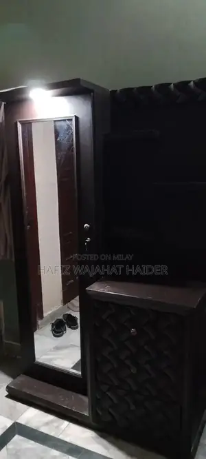 Black Brown Mirror Dressing with Shelves and LED Light