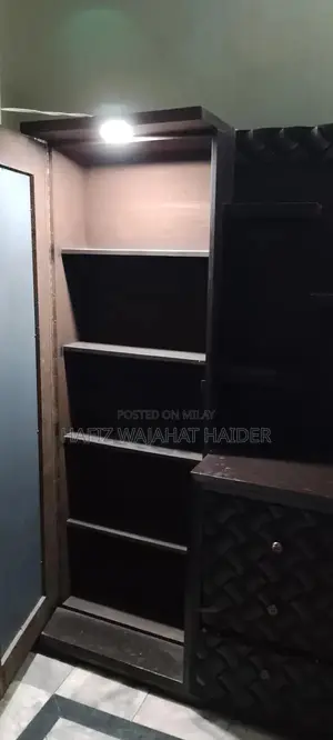 Black Brown Mirror Dressing with Shelves and LED Light