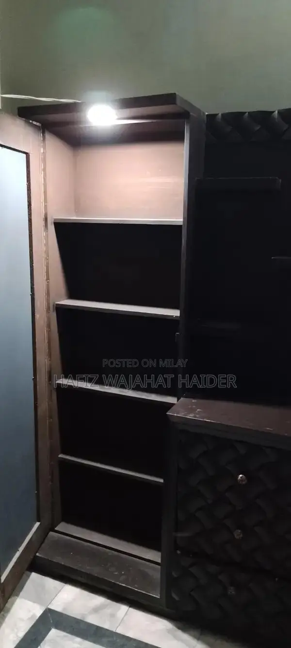 Black Brown Mirror Dressing with Shelves and LED Light