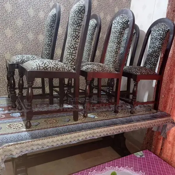 Wooden Dining Table Set with 6 Chairs