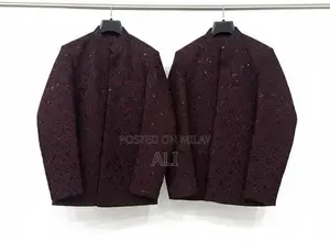 Men's Wedding Coat and Suit Ensemble in Maroon