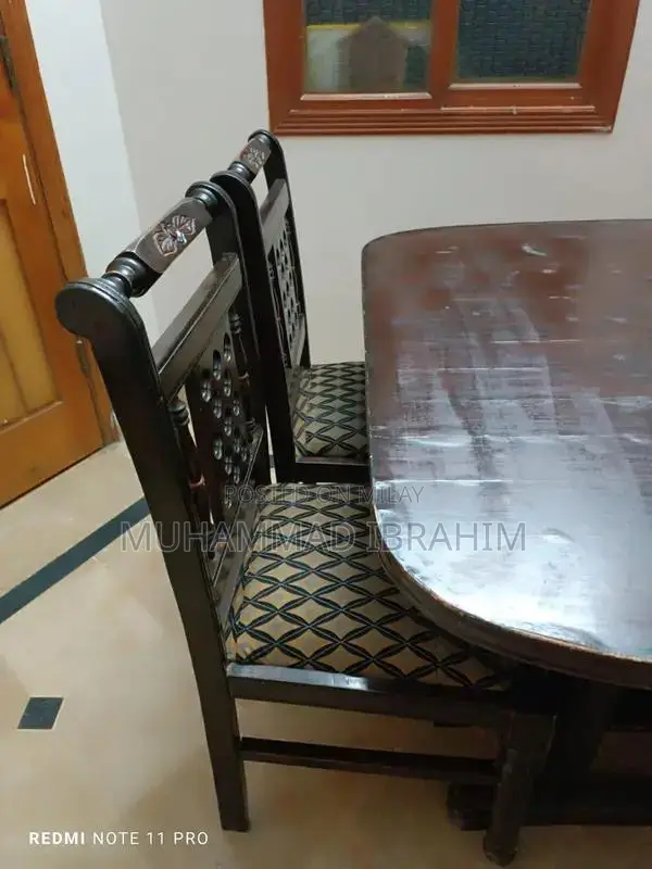 Solid Wood Dining Table with 4 Premium Chairs