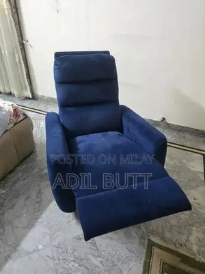Photo - Blue Velvet Recliner Chair - Comfortable Home Seating