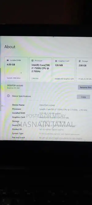 Dell Core i7 7th Gen Laptop with SSD Storage