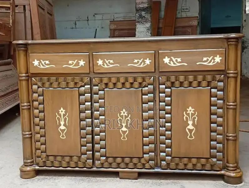 Wooden Full Size Bed Frame with Headboard and Dresser