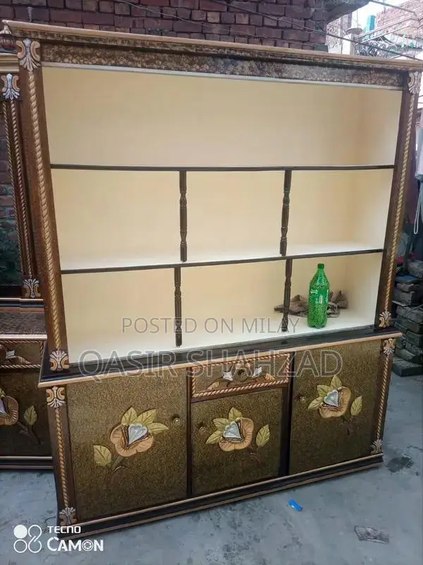 Modern Bed Set with Sofa Table and Showcase