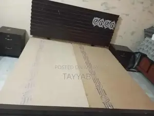 Wooden Double Bed Frame with Two Side Tables