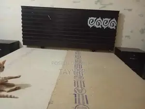 Wooden Double Bed Frame with Two Side Tables