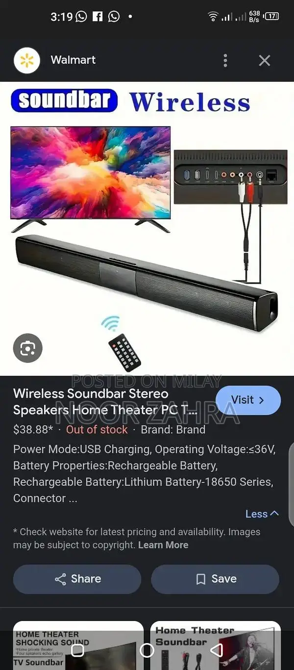 Bluetooth Soundbar with USB and LCD Connectivity