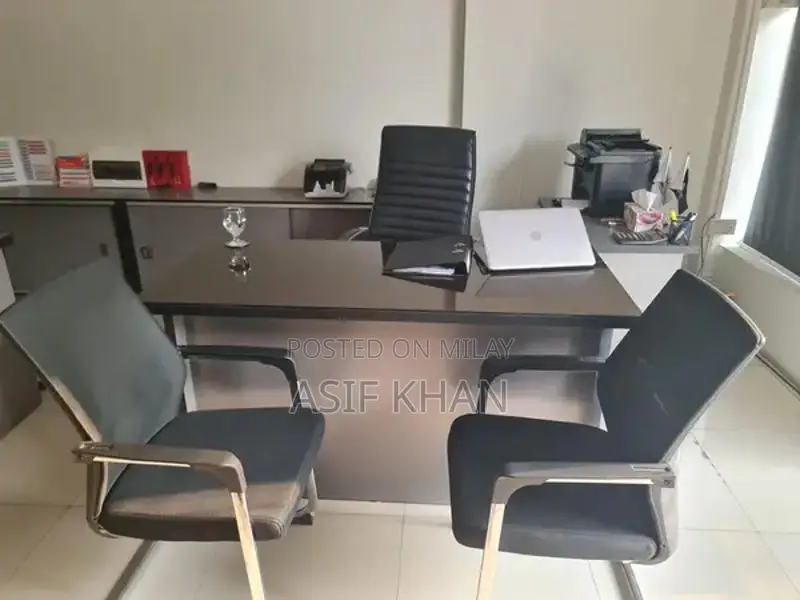 Executive Office Furniture Set with Glass Tables and Accessories