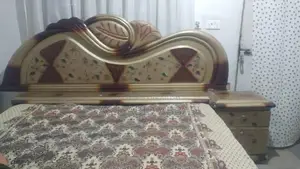 Photo - Wooden Bed with Dressing Table and Side Tables