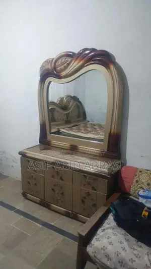 Wooden Bed with Dressing Table and Side Tables