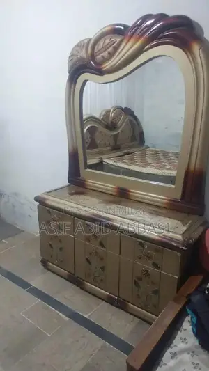 Wooden Bed with Dressing Table and Side Tables