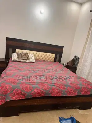 Photo - Wooden Double Bed with Side Tables - Classic Bedroom Furniture