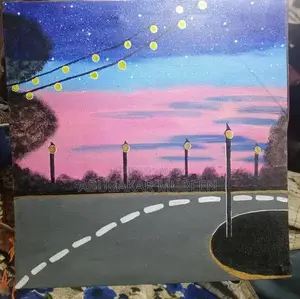 Photo - Handmade Landscape Canvas Painting - Sunset Street Scene